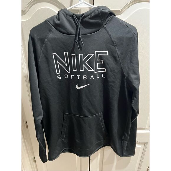 Nike Women’s Therma‑Fit Black Hoodie Sweatshirt – Size L – Fleece Pullover - Picture 1 of 8
